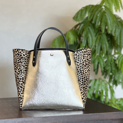 【受注製作】本革 スクエアトート Mサイズ　オールレザー│［組み合わせを自由に選べる！］レザー15色　ハラコレザー7柄 6枚目の画像