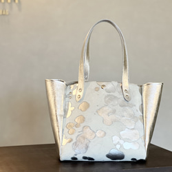 【受注製作】本革 スクエアトート Mサイズ　オールレザー│［組み合わせを自由に選べる！］レザー15色　ハラコレザー7柄 2枚目の画像