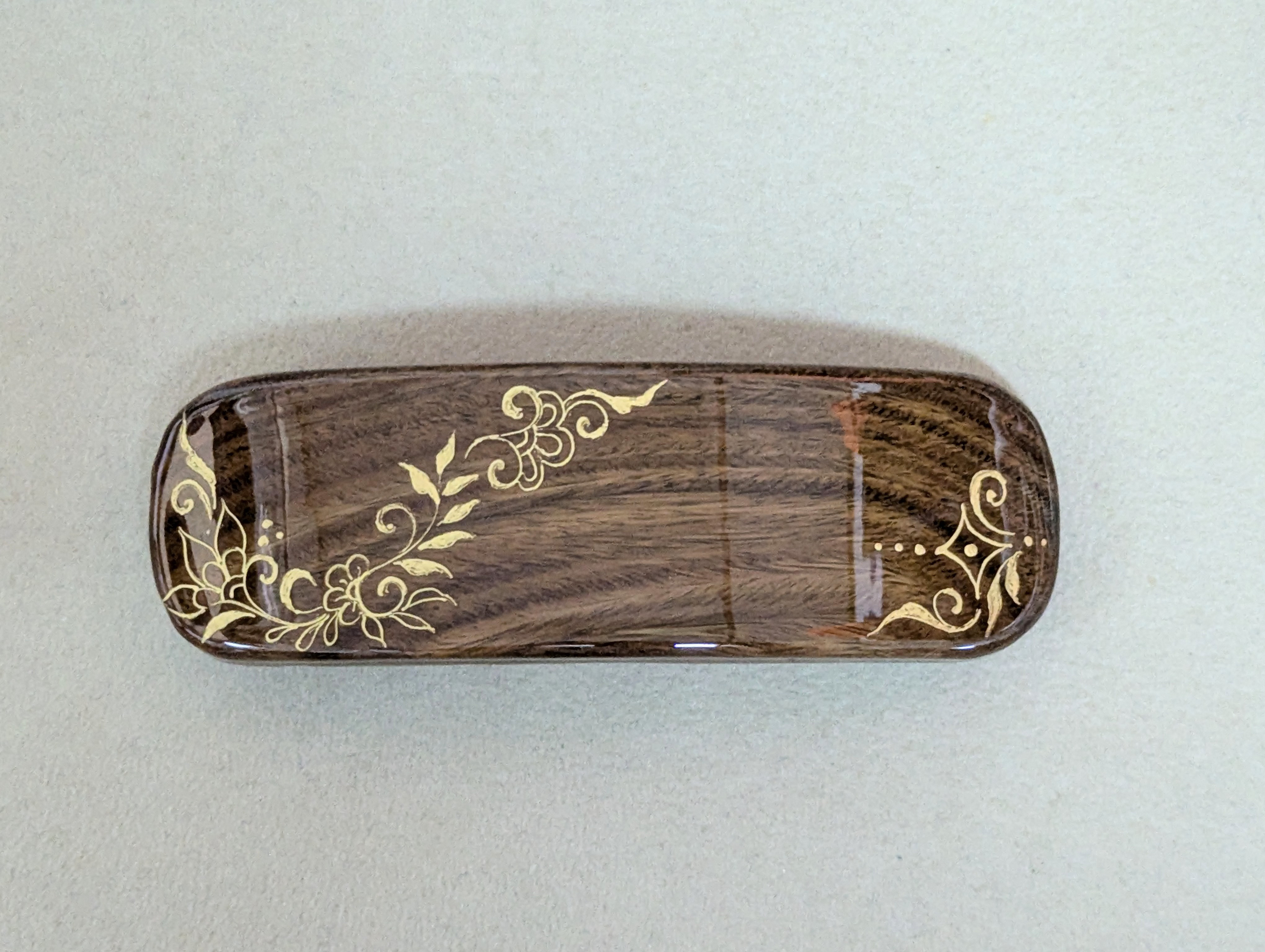 木製　バレッタ　手描き