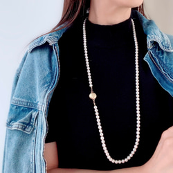 国産貝パールのロングネックレス・マグネット式・フォーマル 3枚目の画像