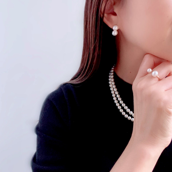 国産貝パールのロングネックレス・マグネット式・フォーマル 17枚目の画像