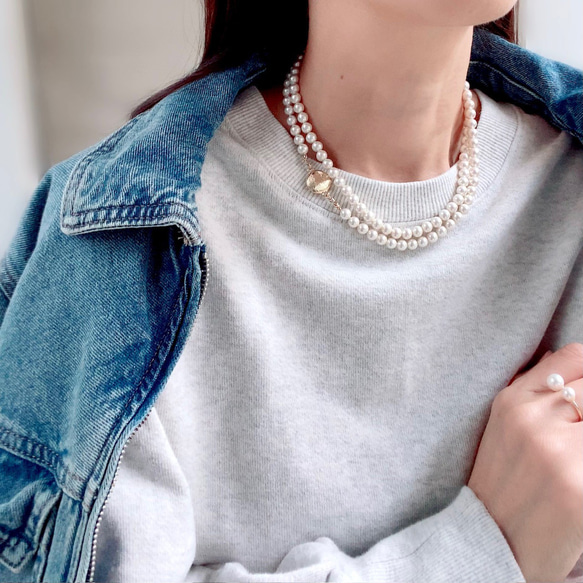 国産貝パールのロングネックレス・マグネット式・フォーマル 6枚目の画像