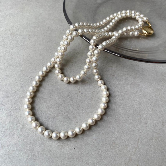 国産貝パールのロングネックレス・マグネット式・フォーマル 2枚目の画像