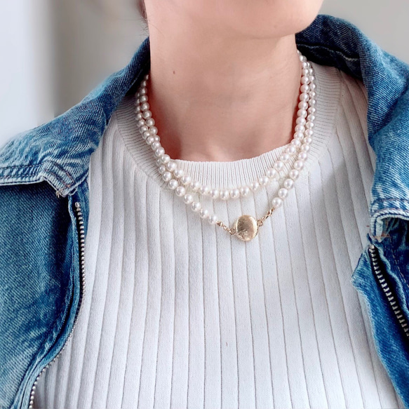 国産貝パールのロングネックレス・マグネット式・フォーマル 7枚目の画像