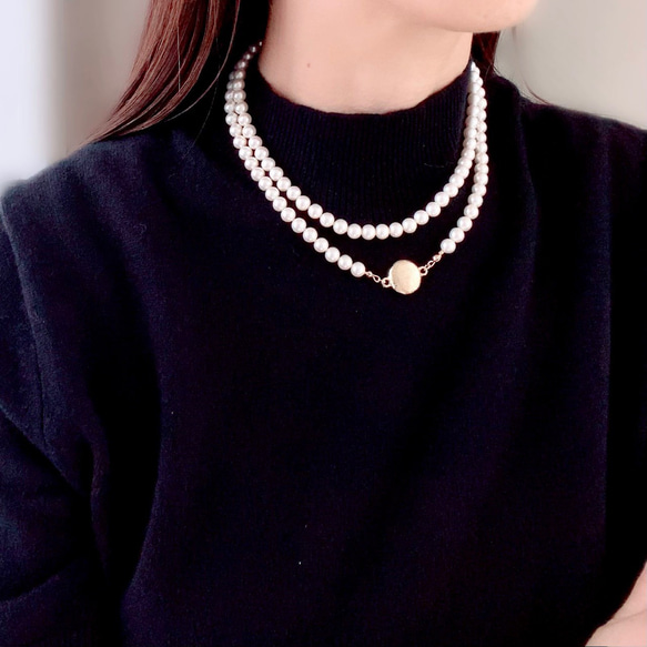 国産貝パールのロングネックレス・マグネット式・フォーマル 13枚目の画像