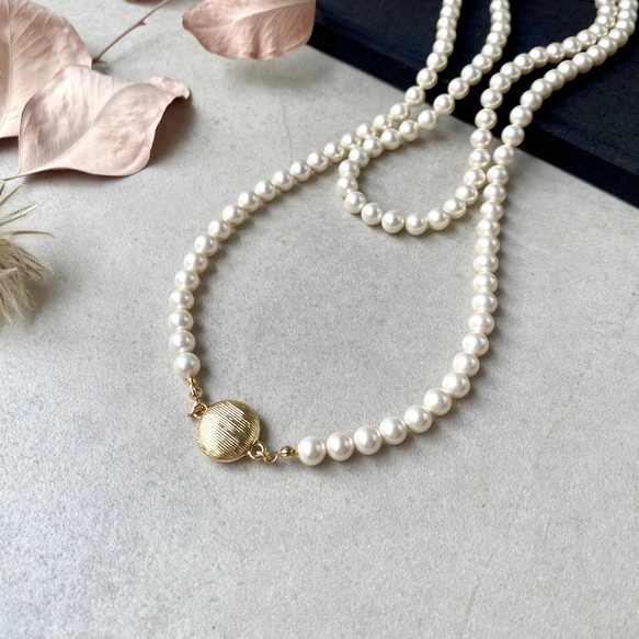 国産貝パールのロングネックレス・マグネット式・フォーマル 19枚目の画像