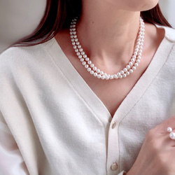 国産貝パールのロングネックレス・マグネット式・フォーマル 5枚目の画像