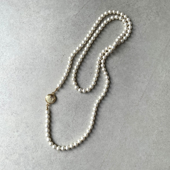 国産貝パールのロングネックレス・マグネット式・フォーマル 8枚目の画像