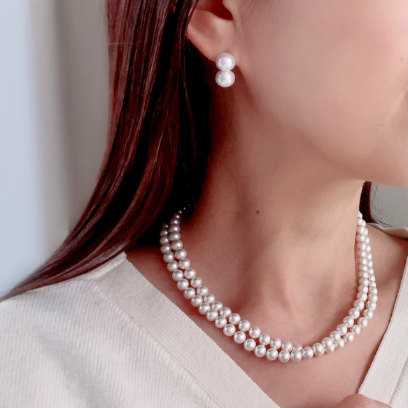 国産貝パールのロングネックレス・マグネット式・フォーマル 18枚目の画像