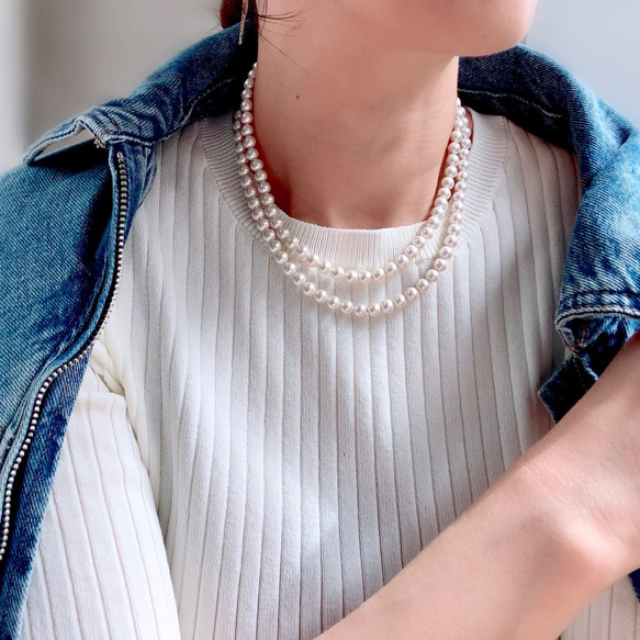 国産貝パールのロングネックレス・マグネット式・フォーマル 10枚目の画像