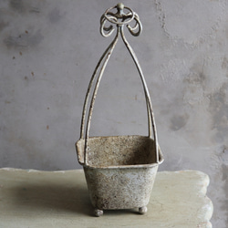 植木鉢 ハンズスクエアポットGY 吊り下げもできる2WAY シャビーシック