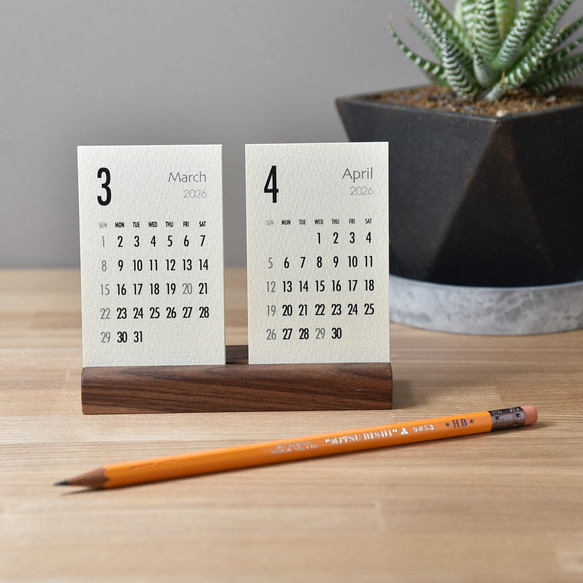 卓上カレンダー 2ヶ月タイプ 2026年版・木製卓上カレンダー 9枚目の画像