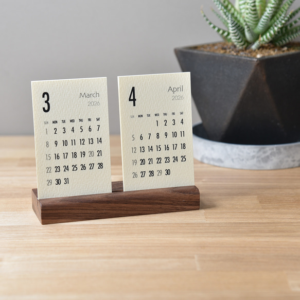 卓上カレンダー 2ヶ月タイプ 2026年版・木製卓上カレンダー 5枚目の画像