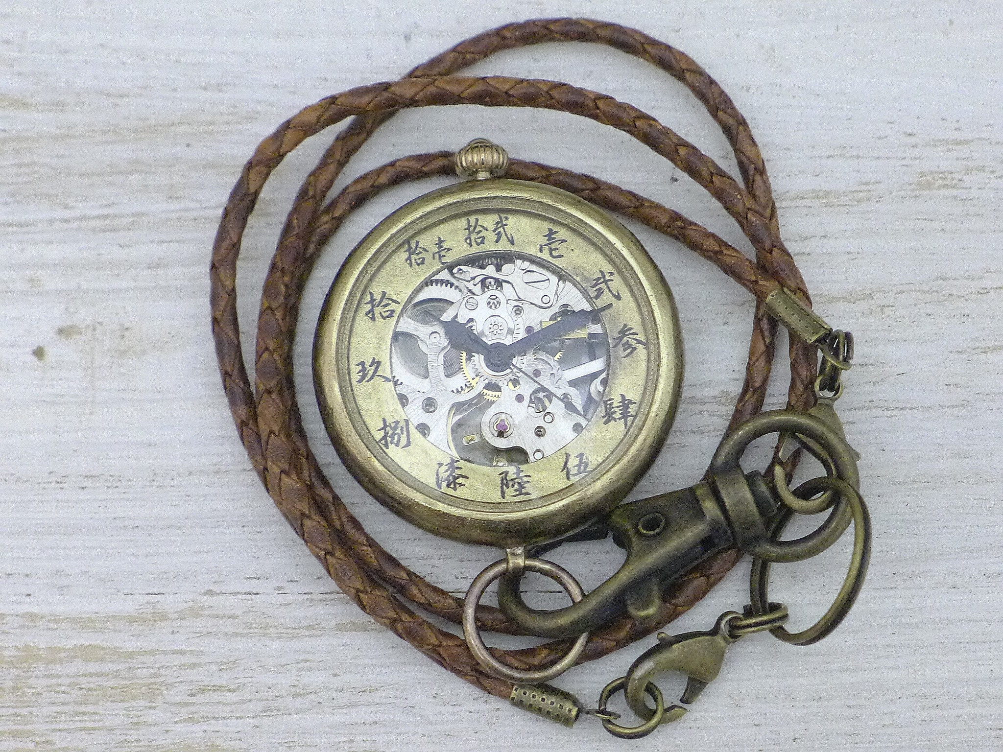 "倭ノ刻手巻懐二" 旧漢数字(大字)インデックス 手巻懐中時計き38mm 手作り腕時計 [BHW154]