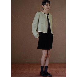 ウール混紡上質なテクスチャーのショートジャケット。きれいめなショートシルエット。#778 14枚目の画像