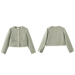 ウール混紡上質なテクスチャーのショートジャケット。きれいめなショートシルエット。#778 20枚目の画像