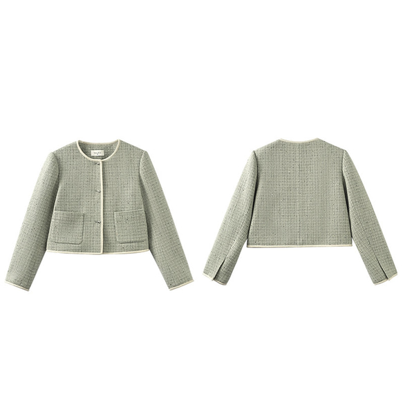 ウール混紡上質なテクスチャーのショートジャケット。きれいめなショートシルエット。#778 20枚目の画像