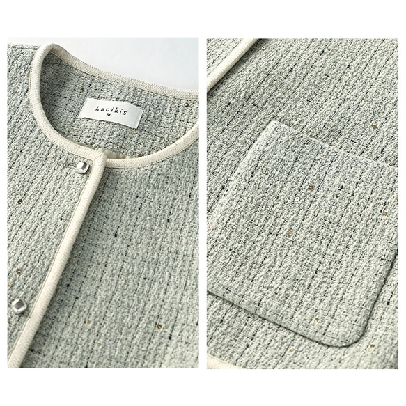 ウール混紡上質なテクスチャーのショートジャケット。きれいめなショートシルエット。#778 8枚目の画像