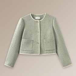 ウール混紡上質なテクスチャーのショートジャケット。きれいめなショートシルエット。#778 5枚目の画像