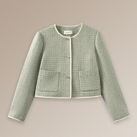 ウール混紡上質なテクスチャーのショートジャケット。きれいめなショートシルエット。#778 5枚目の画像