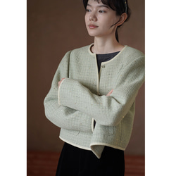 ウール混紡上質なテクスチャーのショートジャケット。きれいめなショートシルエット。#778 15枚目の画像