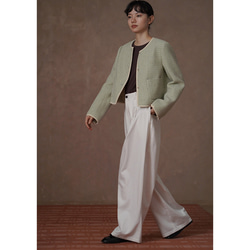 ウール混紡上質なテクスチャーのショートジャケット。きれいめなショートシルエット。#778 16枚目の画像