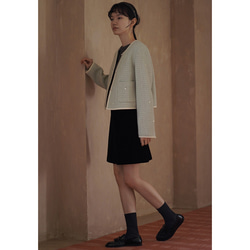 ウール混紡上質なテクスチャーのショートジャケット。きれいめなショートシルエット。#778 19枚目の画像