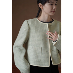 ウール混紡上質なテクスチャーのショートジャケット。きれいめなショートシルエット。#778 10枚目の画像