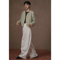 ウール混紡上質なテクスチャーのショートジャケット。きれいめなショートシルエット。#778 18枚目の画像