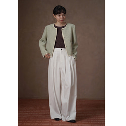 ウール混紡上質なテクスチャーのショートジャケット。きれいめなショートシルエット。#778 17枚目の画像