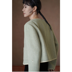 ウール混紡上質なテクスチャーのショートジャケット。きれいめなショートシルエット。#778 13枚目の画像