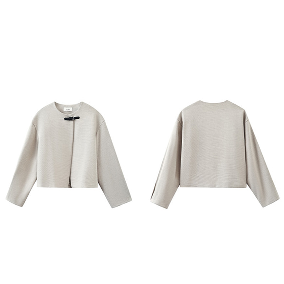 上品なテクスチャーが魅力のウール混紡ジャケット。あしらわれたレザーループが、日常の装いにさりげないアクセントを。#779 20枚目の画像