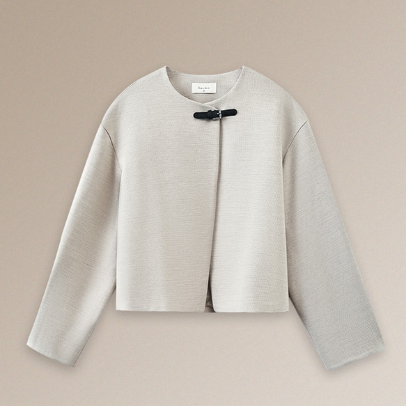 上品なテクスチャーが魅力のウール混紡ジャケット。あしらわれたレザーループが、日常の装いにさりげないアクセントを。#779 5枚目の画像