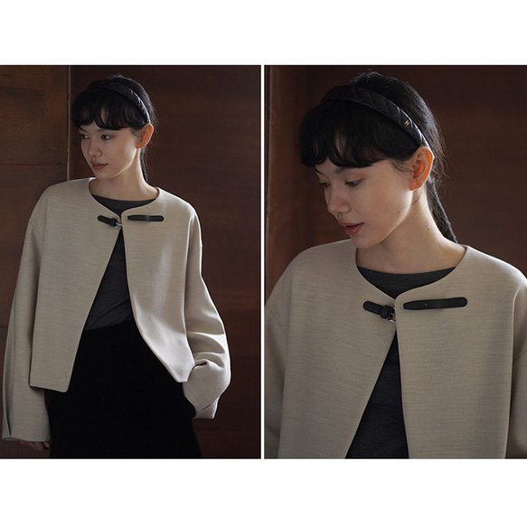 上品なテクスチャーが魅力のウール混紡ジャケット。あしらわれたレザーループが、日常の装いにさりげないアクセントを。#779 9枚目の画像