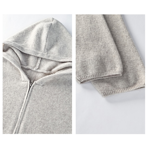 しなやかなニットパーカー。ふんわりとした着やせシルエットで、温もりとスタイルを両立。フード付きニットジャケット#780 8枚目の画像