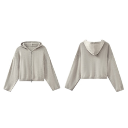 しなやかなニットパーカー。ふんわりとした着やせシルエットで、温もりとスタイルを両立。フード付きニットジャケット#780 20枚目の画像