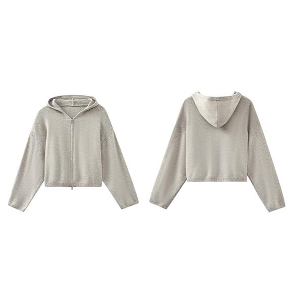 しなやかなニットパーカー。ふんわりとした着やせシルエットで、温もりとスタイルを両立。フード付きニットジャケット#780 20枚目の画像