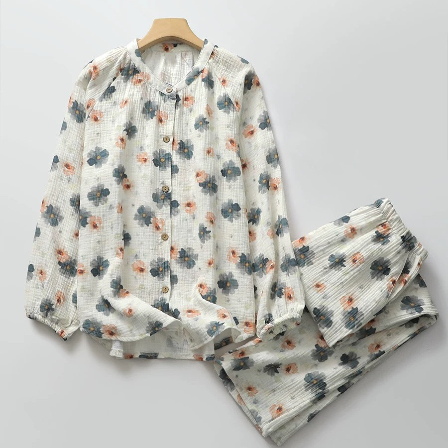 秋用 長袖 パジャマ 前開き 部屋着 敏感肌 プレゼント 贈り物