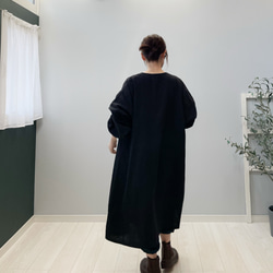 ひよりワンピース。ダブルガーゼ。ブラック。身幅・袖幅たっぷりで着やすいタイプ。【即納】 10枚目の画像