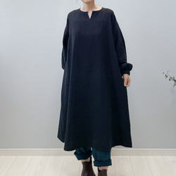 ひよりワンピース。ダブルガーゼ。ブラック。身幅・袖幅たっぷりで着やすいタイプ。【即納】 8枚目の画像