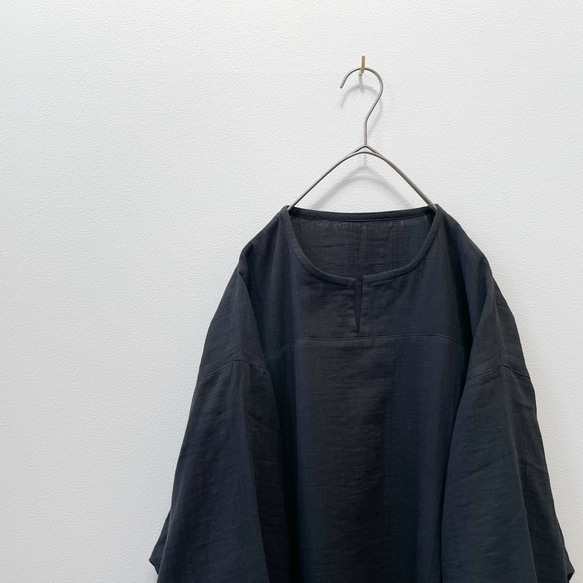 ひよりワンピース。ダブルガーゼ。ブラック。身幅・袖幅たっぷりで着やすいタイプ。【即納】 13枚目の画像