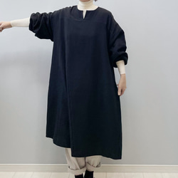 ひよりワンピース。ダブルガーゼ。ブラック。身幅・袖幅たっぷりで着やすいタイプ。【即納】 1枚目の画像