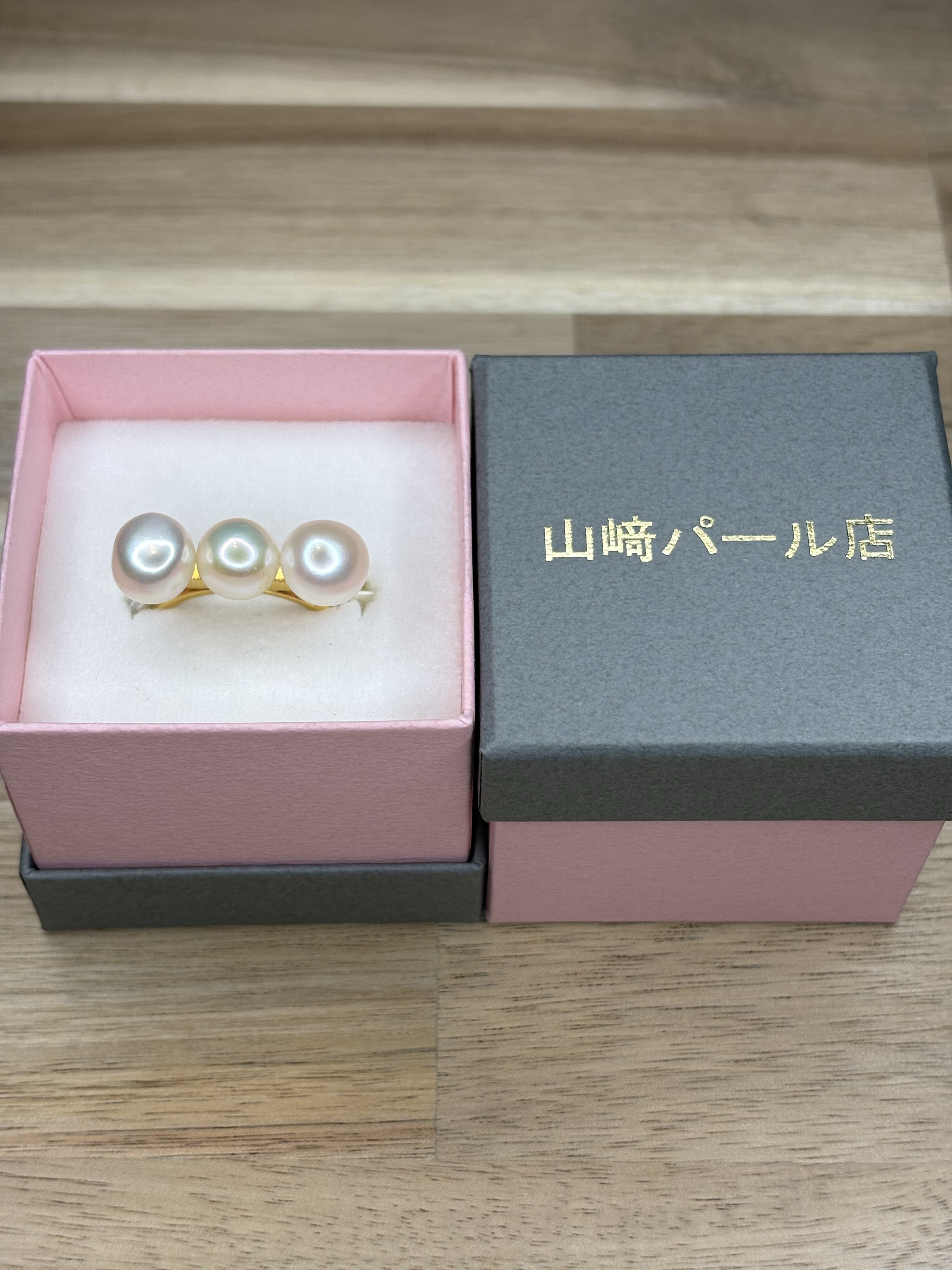 大粒3連パールリング【一点物】