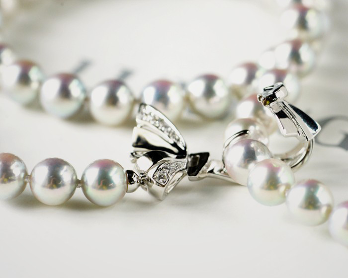 【ルミナ】アコヤ天珠ネックレス 7-7.5mm マコヤ海水真珠使用 18金 マジックリボンシリーズ ギフトにもおすすめ