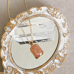 【浄化済み】14KGP サンストーンネックレス 40〜45cm 10mm×14mm 天然石 ネックレスチェーン変更可能 2枚目の画像