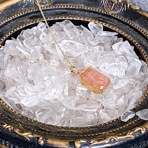 【浄化済み】14KGP サンストーンネックレス 40〜45cm 10mm×14mm 天然石 ネックレスチェーン変更可能 3枚目の画像