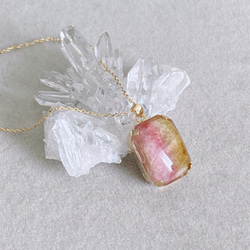 【浄化済み】14KGP ウォーターメロントルマリンネックレス 13×18mm 40〜45cm ネックレスチェーン変更可能 2枚目の画像