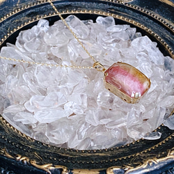 【浄化済み】14KGP ウォーターメロントルマリンネックレス 13×18mm 40〜45cm ネックレスチェーン変更可能 3枚目の画像