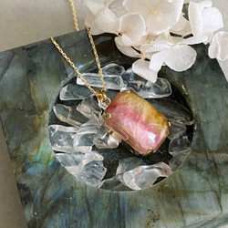 【浄化済み】14KGP ウォーターメロントルマリンネックレス 13×18mm 40〜45cm ネックレスチェーン変更可能 5枚目の画像