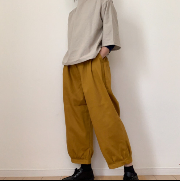 □再販★毎年大人気❗️秋冬用カツラギ生地カフスバルーンパンツ　5色★丈調節可能　受注製作　楽ちんパンツウエストゴム 10枚目の画像